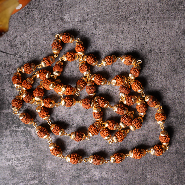 Rudraksh Mala 7MM With Gold Plated Cap
