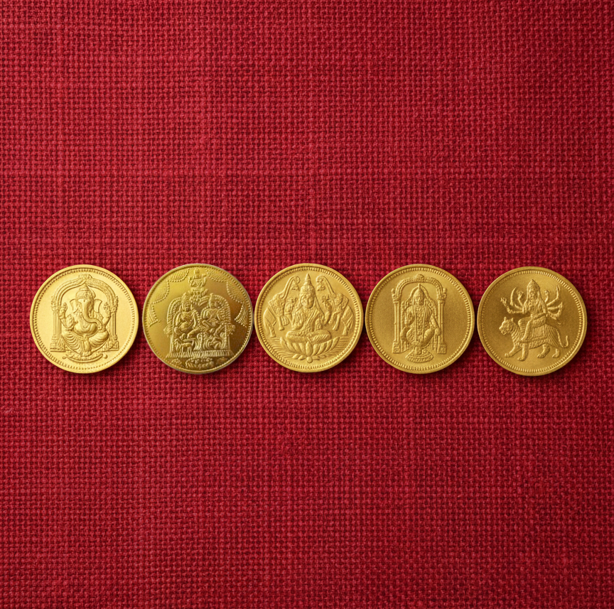 5 Golden Coin for Pooja By Svasti
