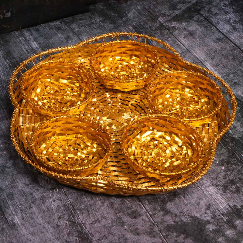 Round Designer Basket with 5 Small Baskets