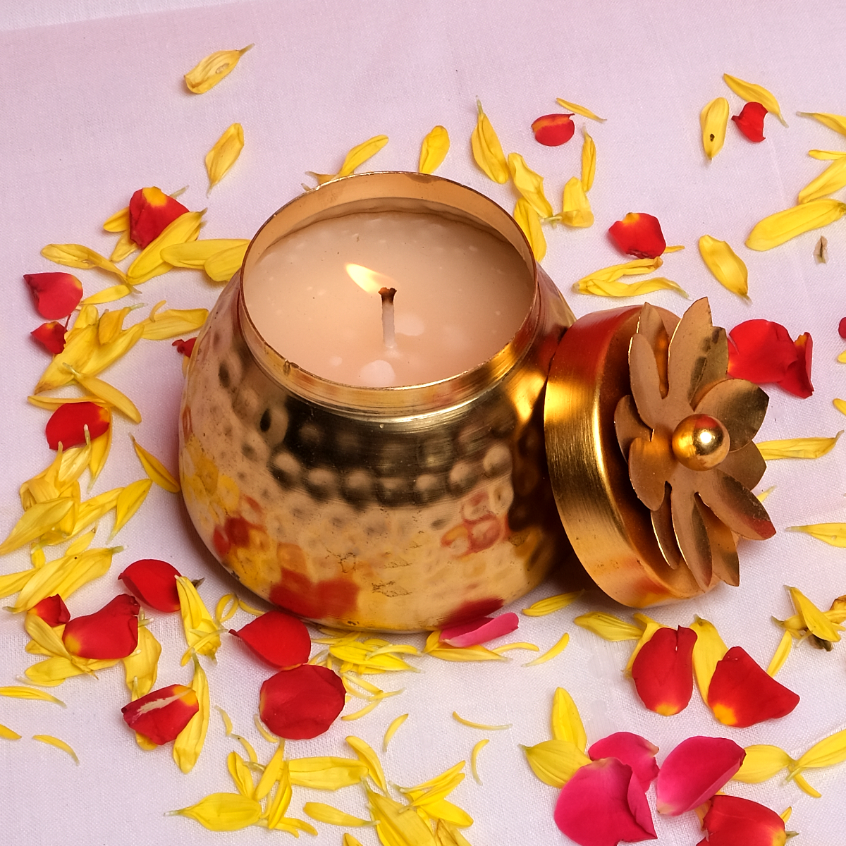 Brass Tin with Candle