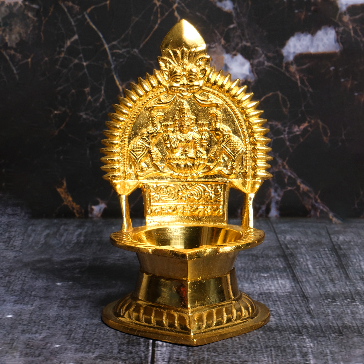 Shop Brass Kamakshi Diya Gajalakshmi Embossed-11 inches