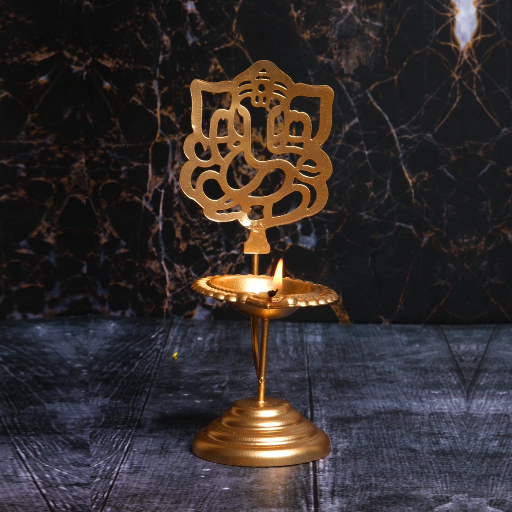 Ganesh Design Brass Diya