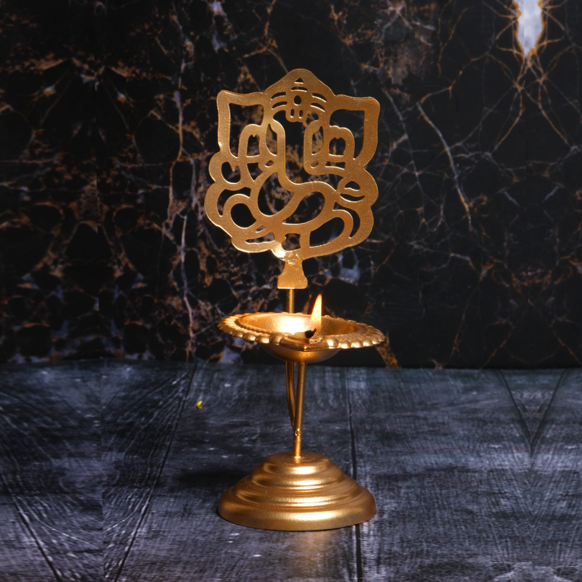 Ganesh Design Brass Diya