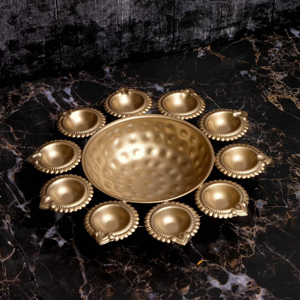 Elegant Metal Diya Urli
