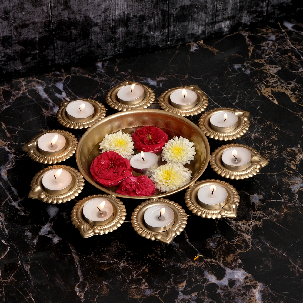 Elegant Metal Diya Urli
