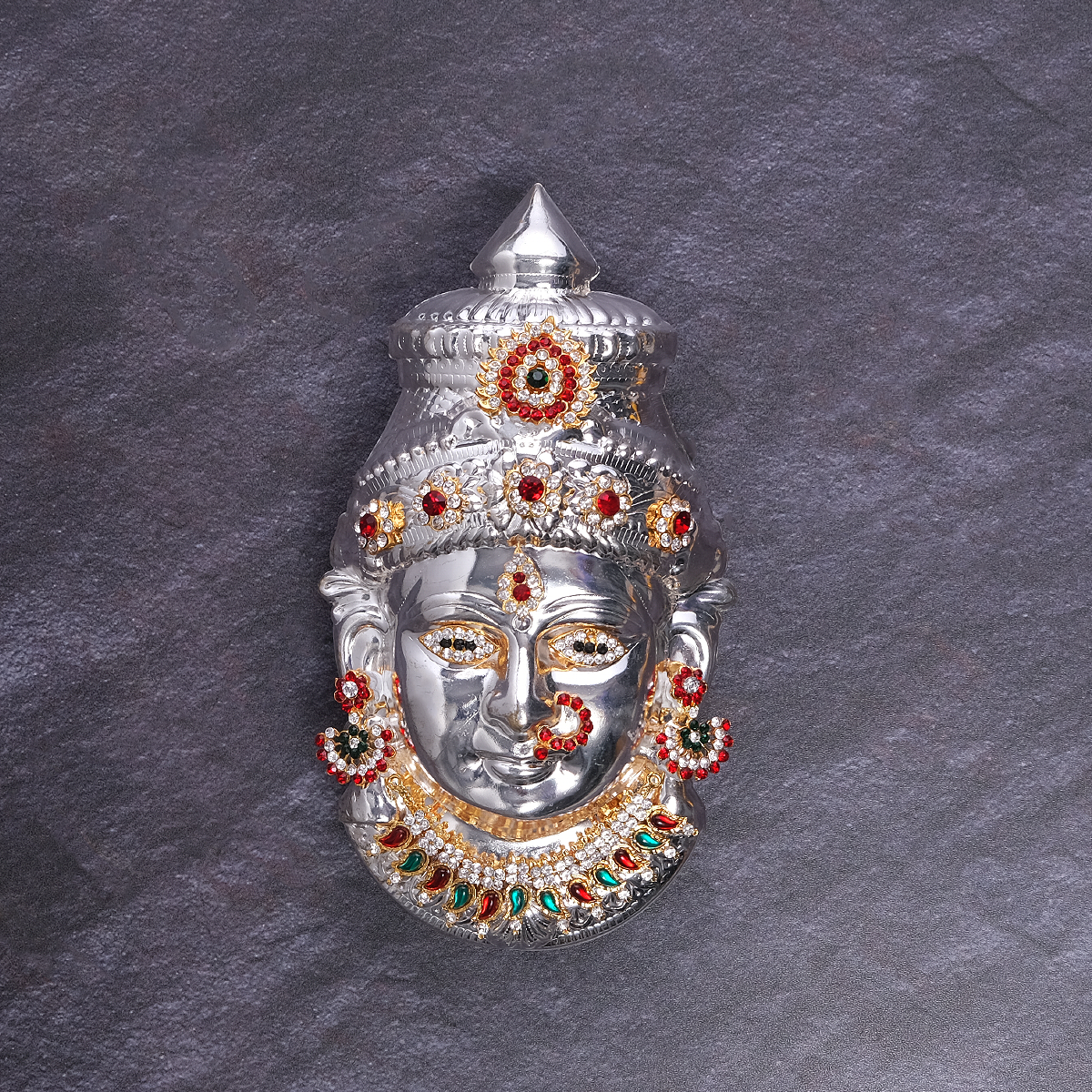 Pure White Metal Jewels Decorated Lakshmi