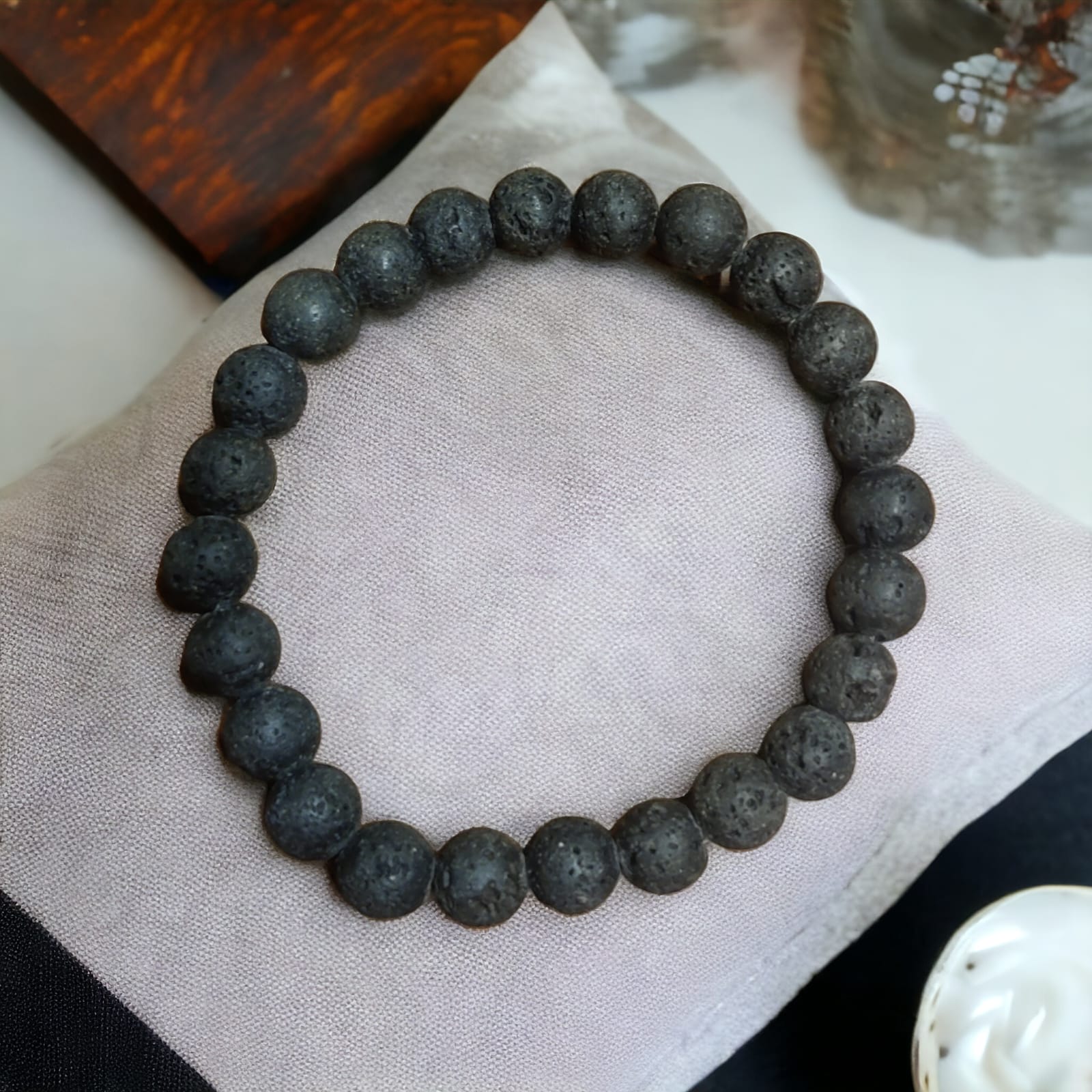 Natural Black Lawa Stone Bracelet