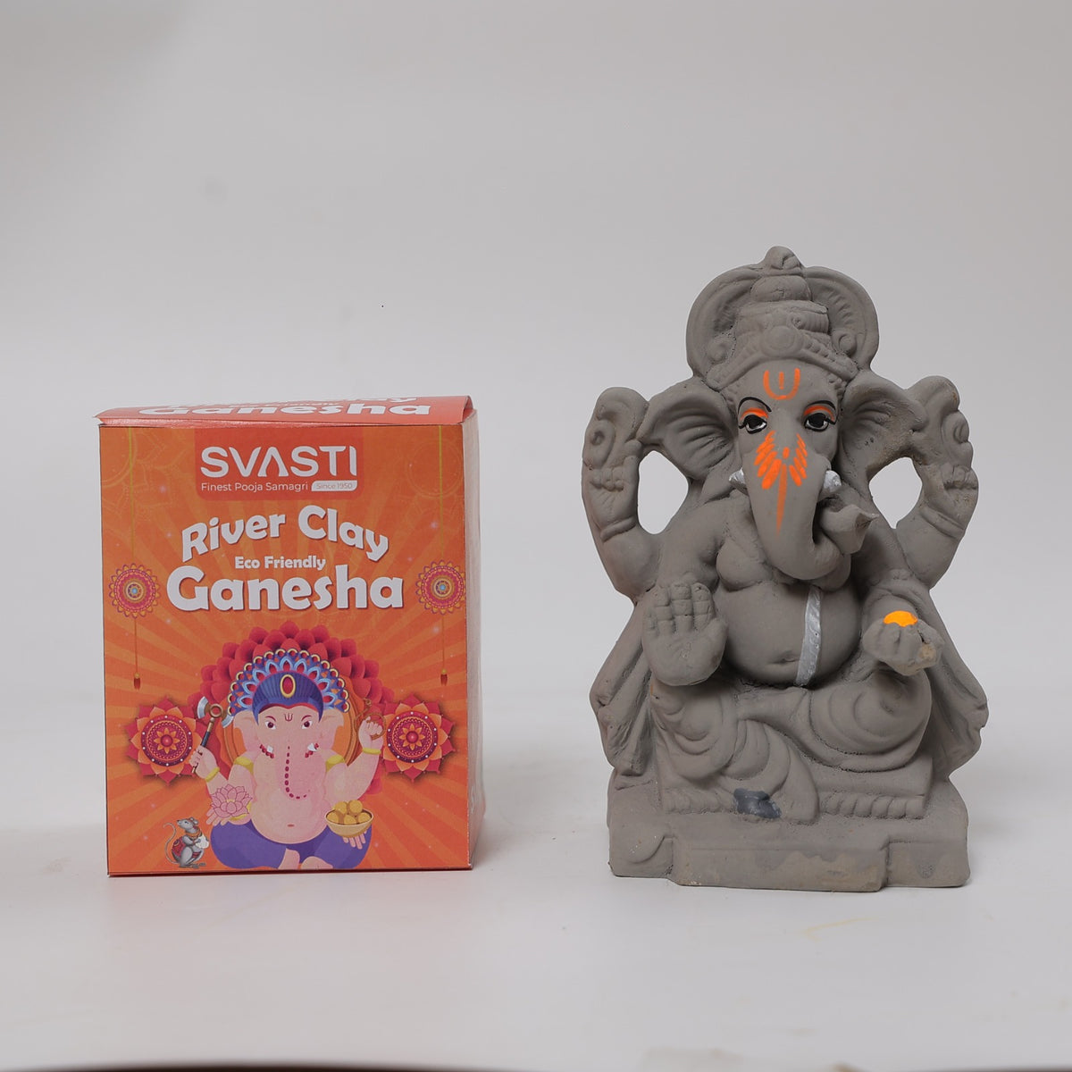 CLAY MUKUT GANESHA  6 INCH PLAIN