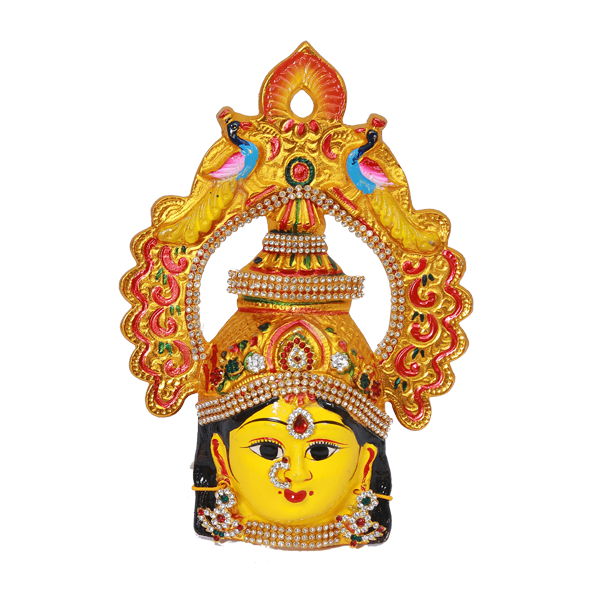 Lakshmi Face with Stone for Pooja Decoration Face / Plain with Mor Mukut