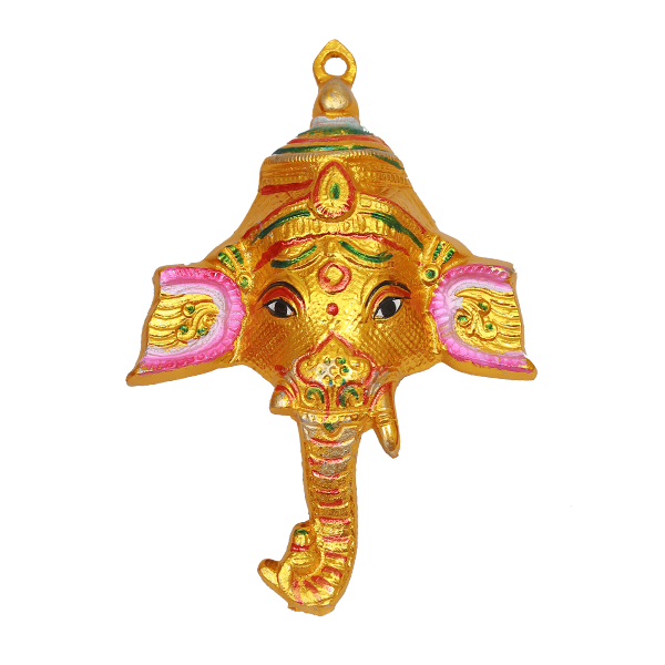 Ganesha Face Golden Plain / Ganesha Face with Decoration - Small