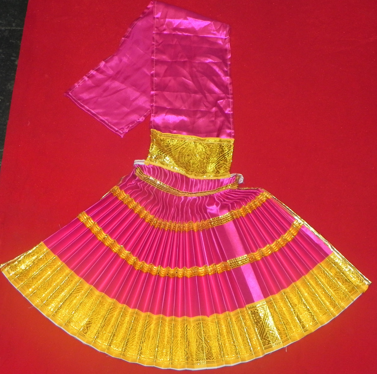 Silk Lehanga Saree for Goddess - 18 x 9 Inches