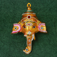 Ganesha Face Golden Plain / Ganesha Face with Decoration - Medium