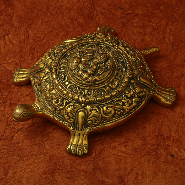 Brass Vastu Tortoise with Ganesha