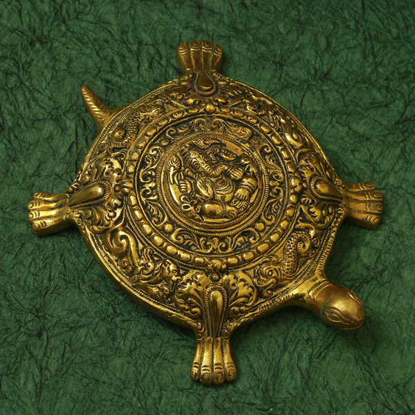 Brass Vastu Tortoise with Ganesha