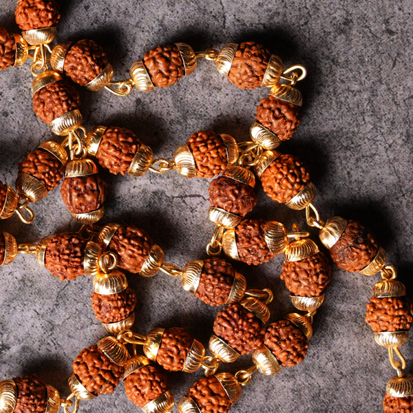 Rudraksh Mala 7MM With Gold Plated Cap