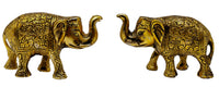 Brass Elephant With Design Idol  [ Height - 3.5 Inches  One Pair ]
